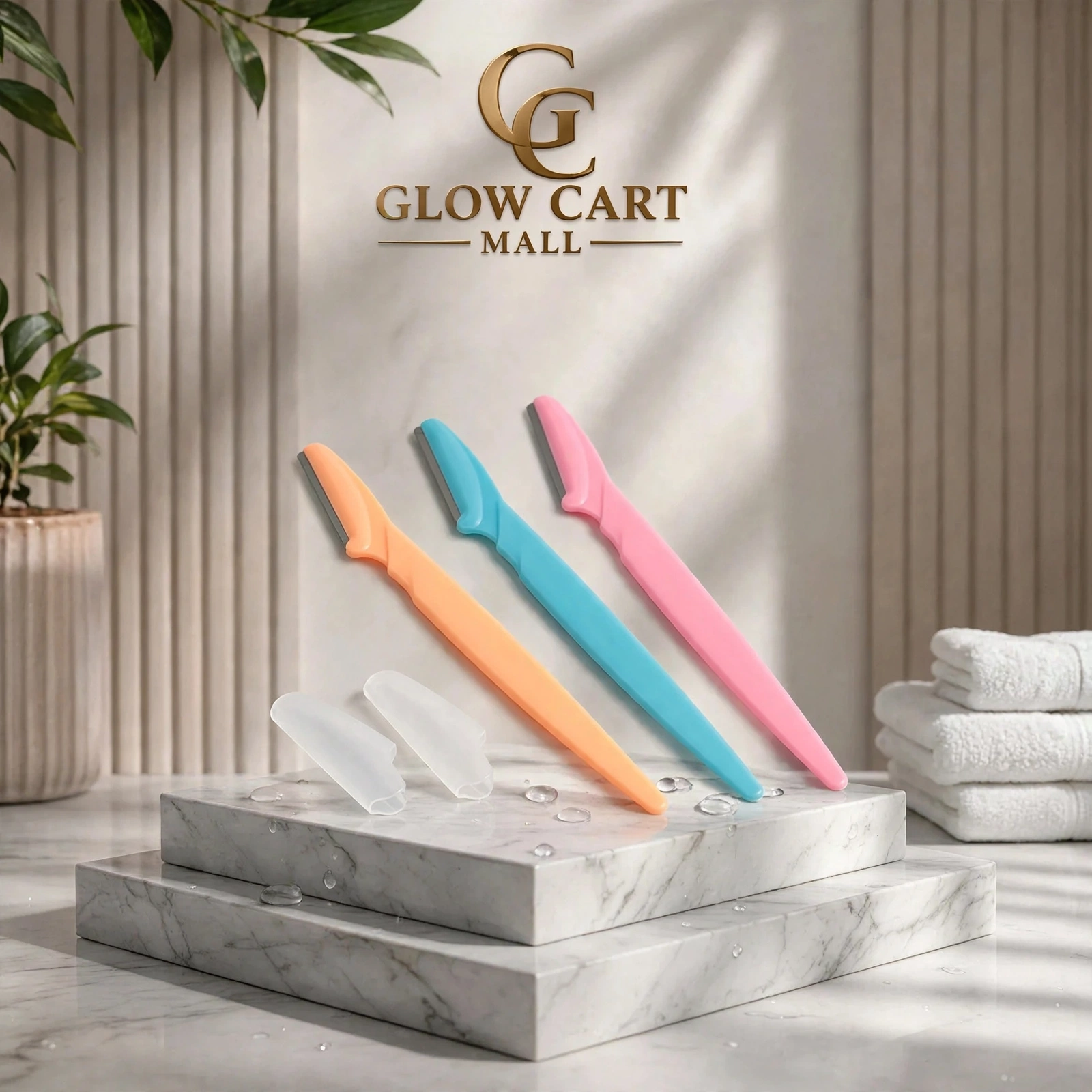 Eyebrow Razors Orange Blue Pink with Caps Korea