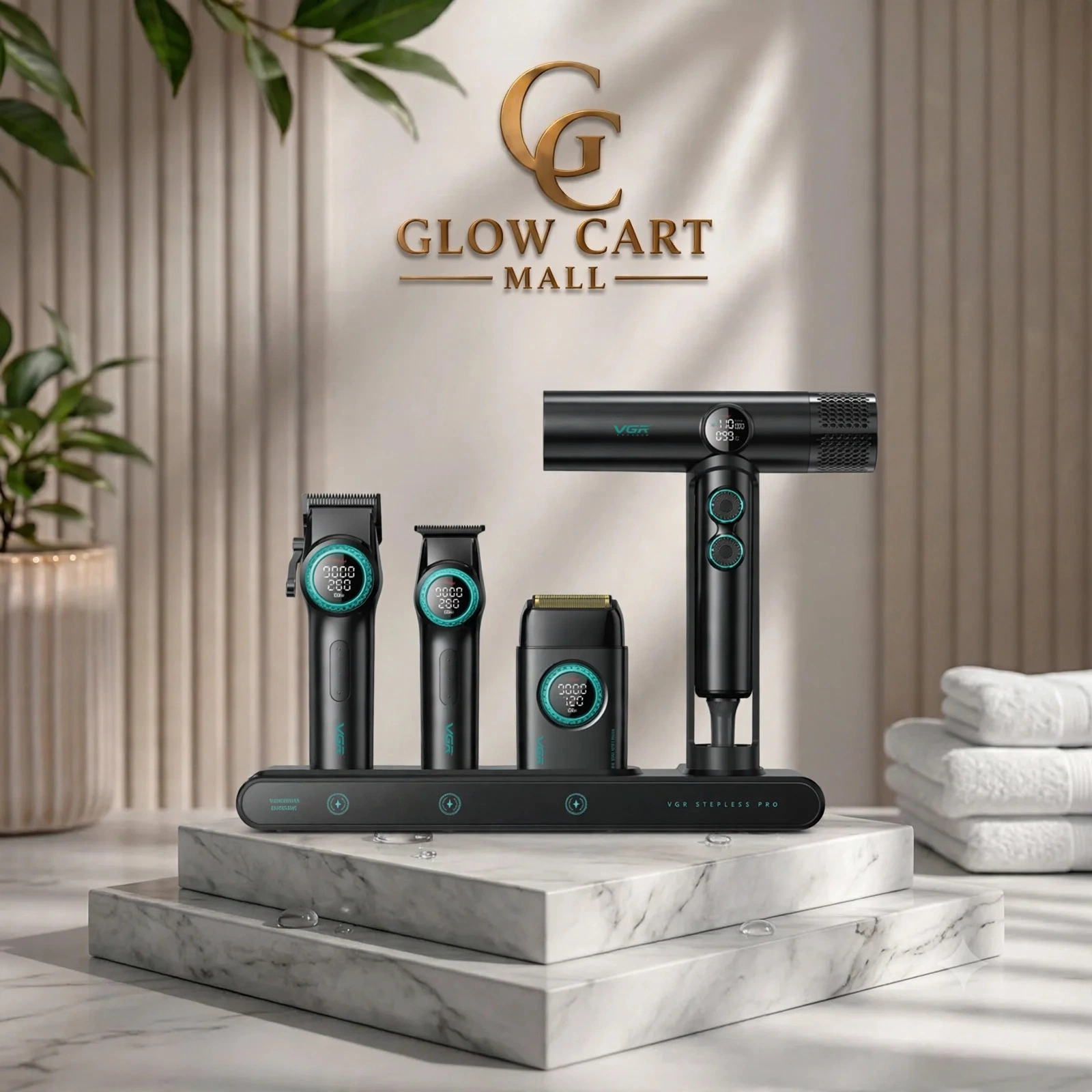 VGR Stepless Pro 4-in-1 Grooming Kit with Charging Station