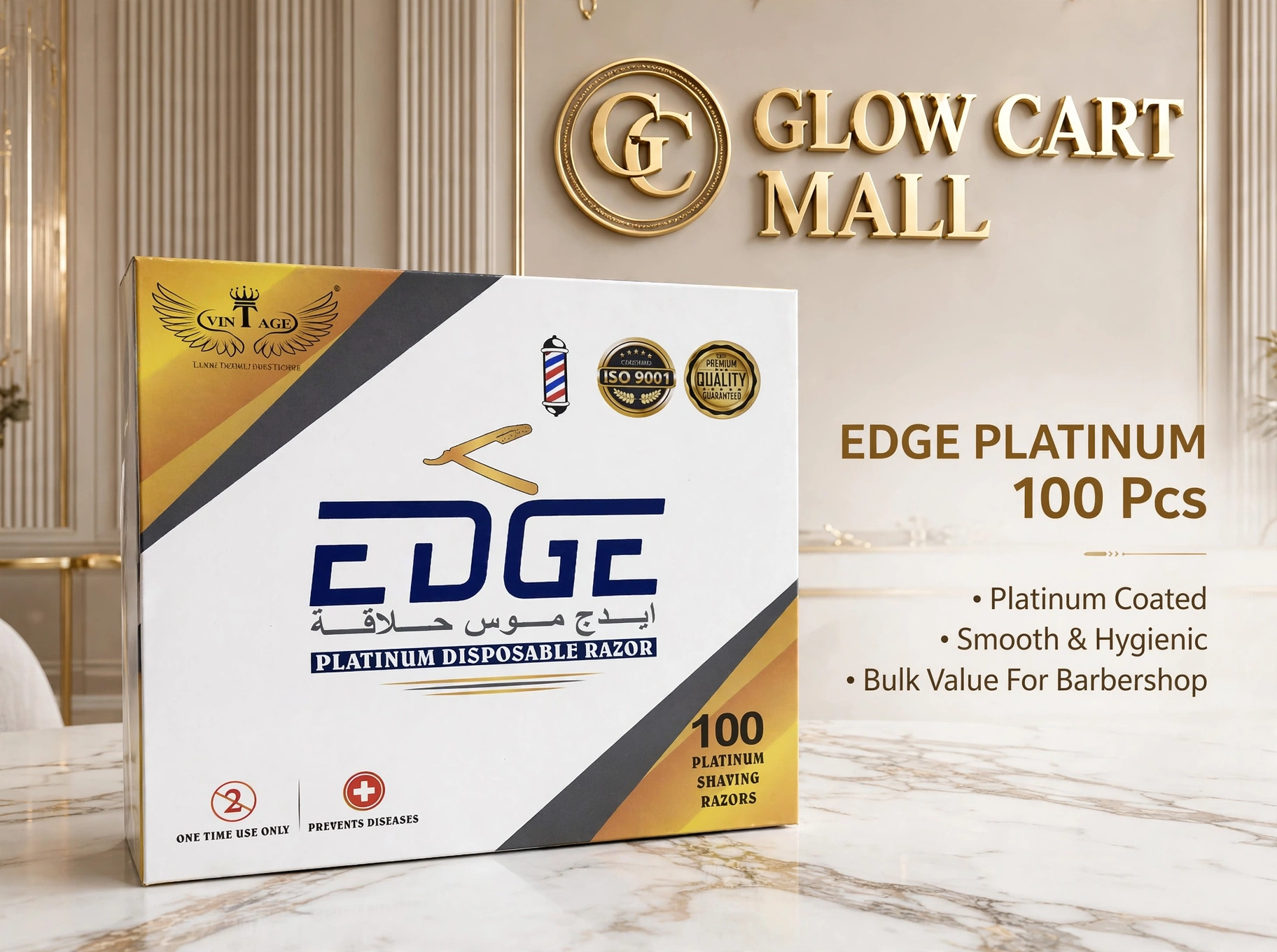 EDGE - Platinum Disposable Razor - 100 Pcs Box