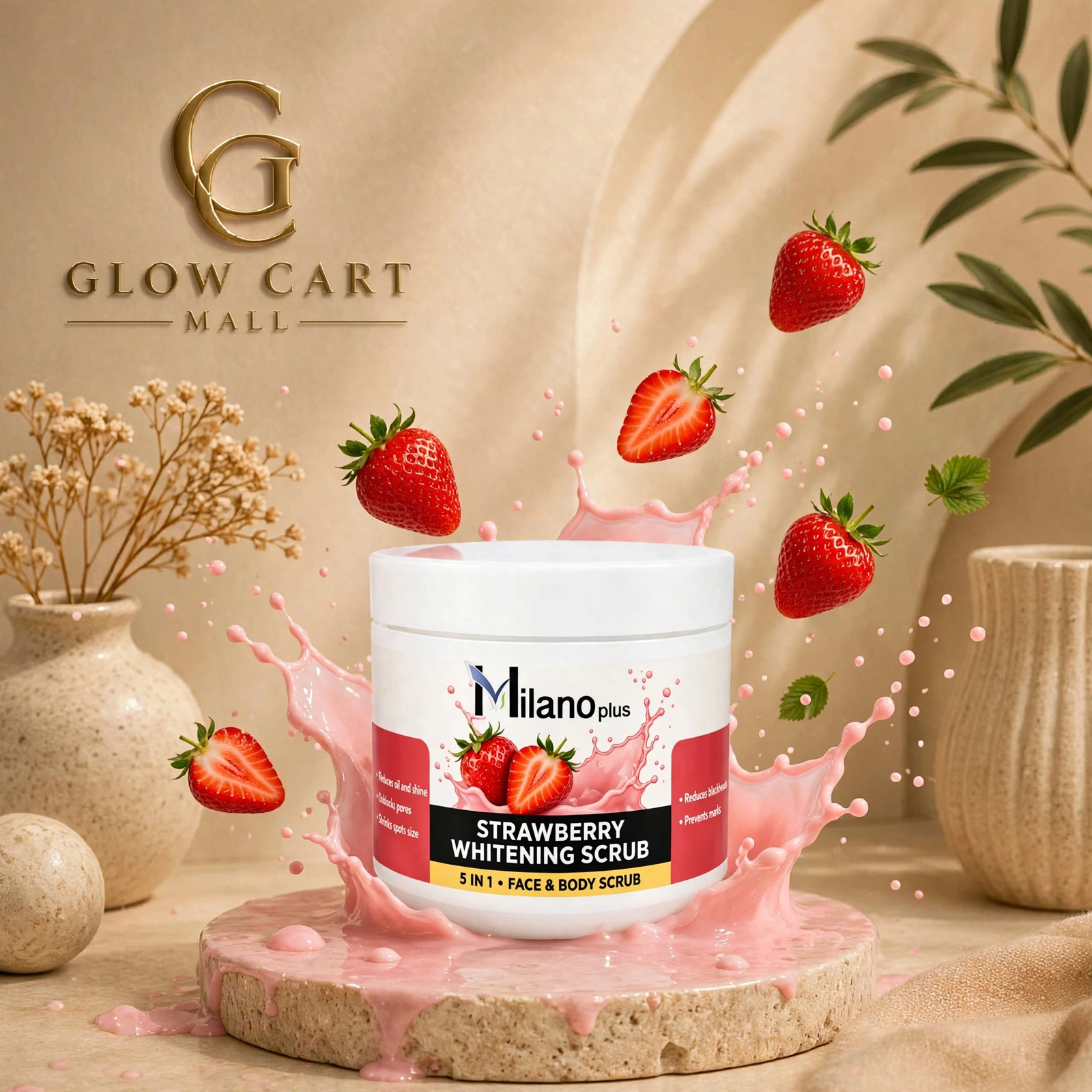 Milano plus Scrub 5 In 1 Strawberry Scrub 500ml